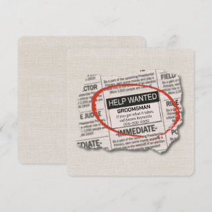 Groomsman Request Newspaper Ad Card