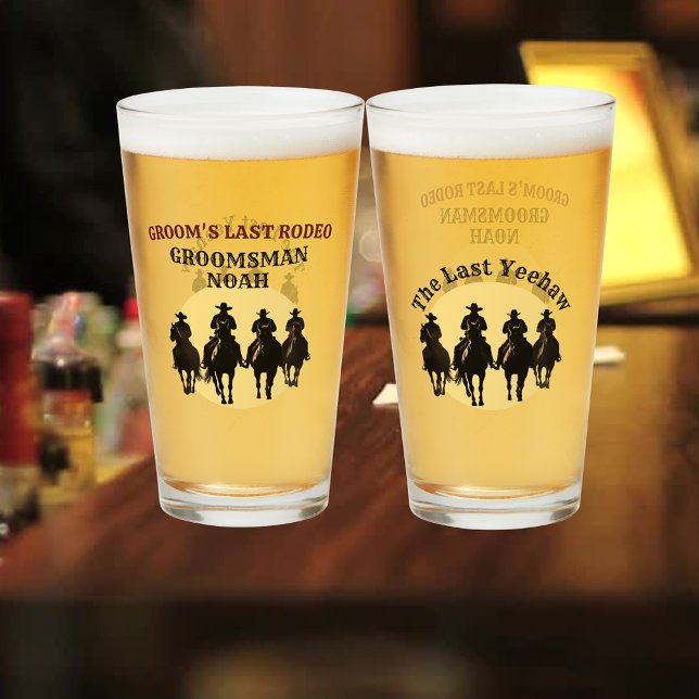 Groomsman’s Last Rodeo Cowboy Sunset Party Drink Glass (Groomsman’s Last Rodeo Cowboy Sunset Party Drink Glass)