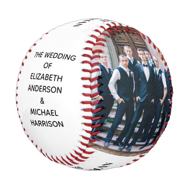Groomsman Souvenir Personalized Photos Baseball (Angled)