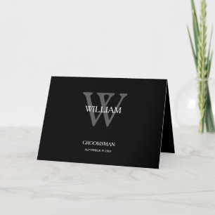 Groomsman Thank You Monogram + Name Cool Card. Card