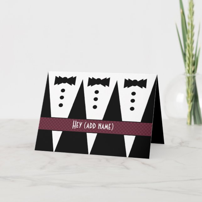 Groomsman Thank You - Three Tuxedos - FUNNY Card (Front)