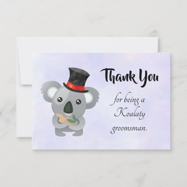 Groomsman Thank You with Koala Pun Card (Front)