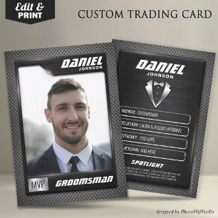 Groomsman Trading Card, MVP Best Man Gift, Wedding Calling Card