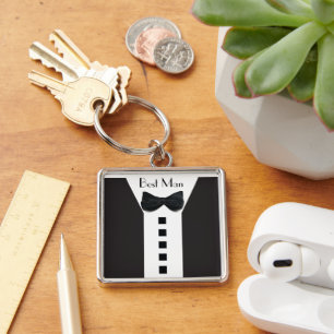 Groomsman Tuxedo 🎩 Elegant Bling Keychain