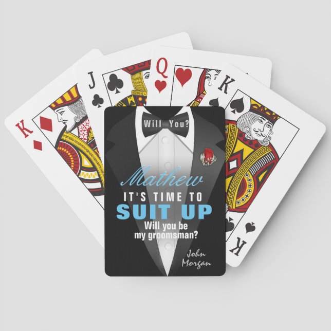 Groomsman Tuxedo Invitation Playing Cards (Back)