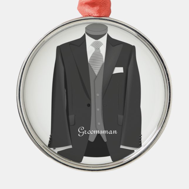Groomsman Tuxedo Suit Christmas Gift Ornament (Front)