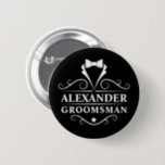 Groomsman Tuxedo Tie Black 2 Inch Round Button<br><div class="desc">Wedding Groomsman Tuxedo Tie Black Pin Button</div>