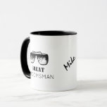 Groomsman Typography Name Black Googles Wedding Mug<br><div class="desc">Best Man / groomsman personalized black and white mug features a pair of hand drawn googles and a fancy modern editable typography script.          An inspired custom keepsake gift to offer to your groom's team at your bridal party.</div>