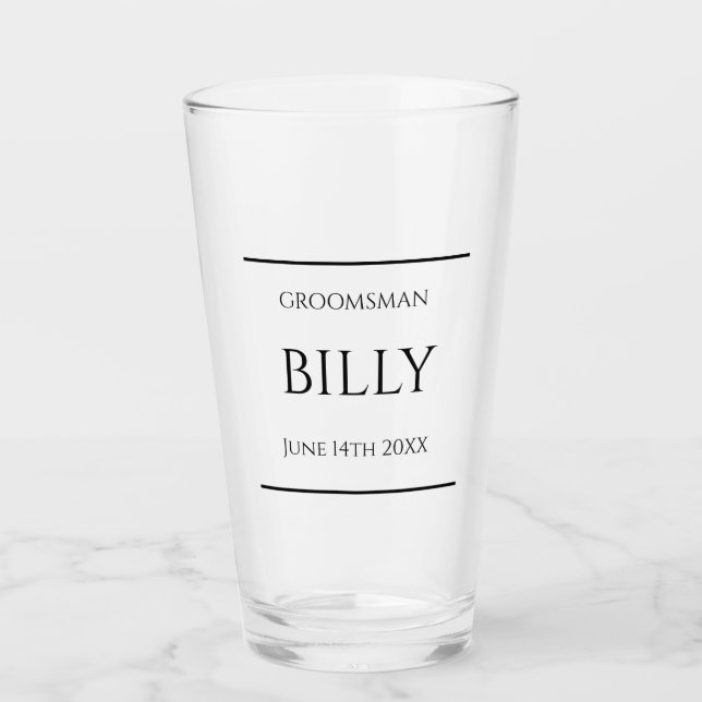 Groomsman Verre Cadeau Beer Pint Favoriser le nom  (Devant)