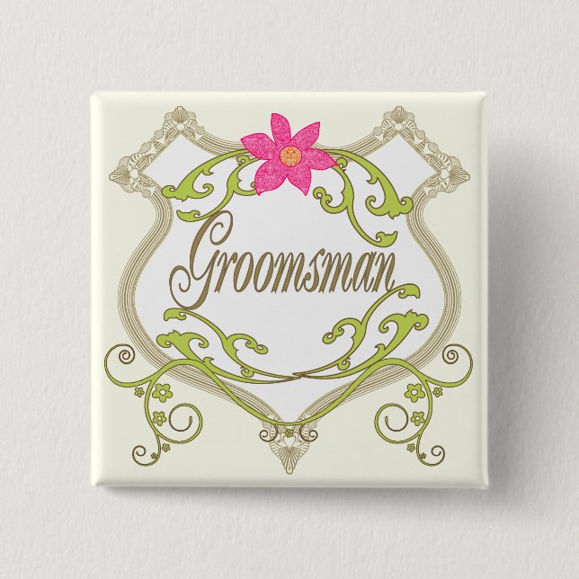 Groomsman Wedding Badges 2 Inch Square Button (Front)