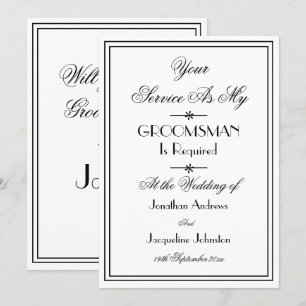 Groomsman Wedding Elegant Chic Proposal Invitation