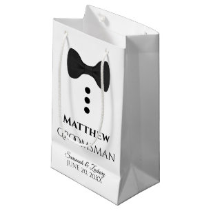 Groomsman Wedding Gift Bag with Black Tie - Small