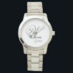 Groomsman Wedding Party Gift Cool Monogram Classic Watch<br><div class="desc">Groomsman Groomsmen Wedding Party Gifts Cool Monogram Classic Watch. Click personalize this template to customize it with your monogram last name initial, the first name and the marriage date quickly and easily. Groomsman Wedding Party Gift Cool Monogram Classic Watch, is part of the Groomsman Gifts Collection in this store. 30...</div>