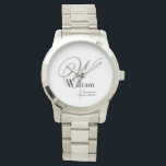 Groomsman Wedding Party Gift Cool Monogram Classic Watch<br><div class="desc">Groomsman Groomsmen Wedding Party Gifts Cool Monogram Classic Watch. Click personalize this template to customize it with your monogram last name initial, the first name and the marriage date quickly and easily. Groomsman Wedding Party Gift Cool Monogram Classic Watch, is part of the Groomsman Gifts Collection in this store. 30...</div>