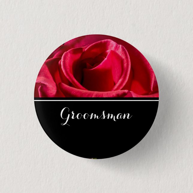 Groomsman Wedding Red Roses 1 Inch Round Button (Front)