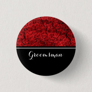 Groomsman Wedding Red Roses 1 Inch Round Button