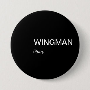 Groomsman Wingman Personal Black White 3 Inch Round Button