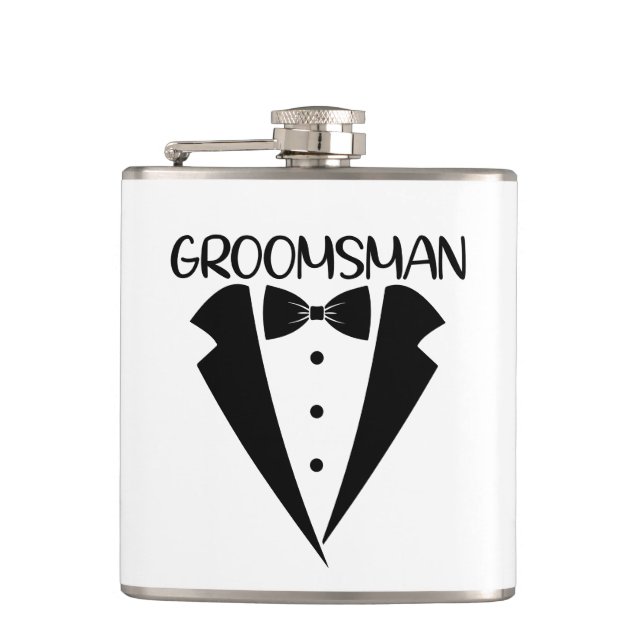 Groomsman word art Wedding Hip Flask (Front)