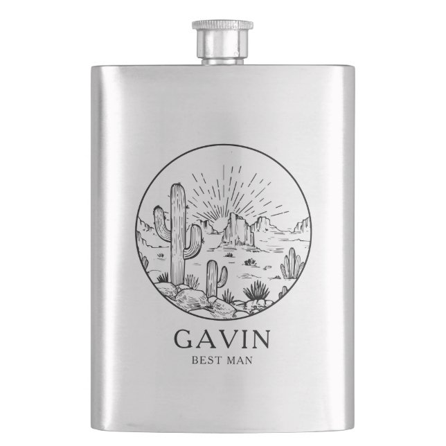 Groomsmen Best Man Personalized Gift With Name Hip Flask (Front)