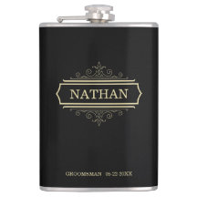 Groomsmen Cadeau Flacon personnalisé Black Gold No