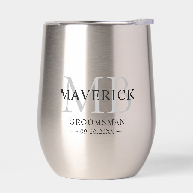 Groomsmen Cadeau Moderne tendance Monogramme Initi (Gauche)
