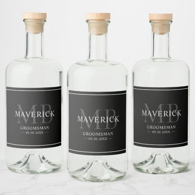 Groomsmen Gifts - Monogram Wedding Favours Best Ma Liquor Bottle Label (Bottles)