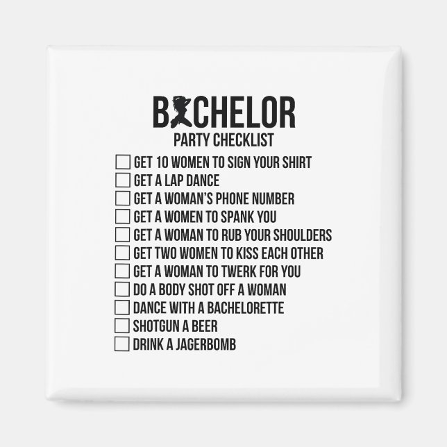 Groomsmen Groom Squat Men Bachelor Supplies Party  Magnet (Front)