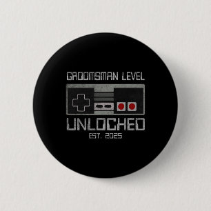 Groomsmen Matching Bachelor Party 2025 Gamer Husba 2 Inch Round Button