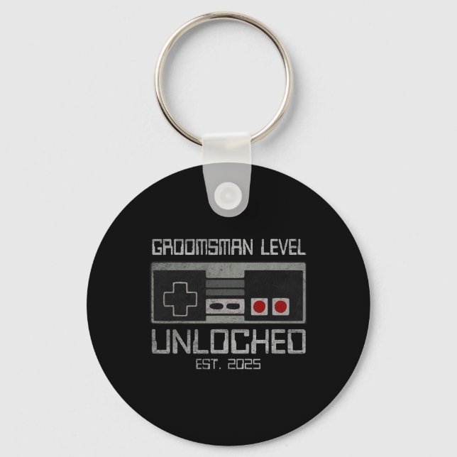Groomsmen Matching Bachelor Party 2025 Gamer Husba Keychain (Front)