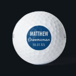 Groomsmen Modern Typography Wedding Favour Golf Balls<br><div class="desc">For the groom who loves to golf!  These golf balls are the perfect favour or gift for the golfer groomsmen in your wedding,  either for your bachelor party or for your wedding day.  Personalize each golf ball with the name of each groomsman and date of your choice.</div>