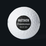 Groomsmen Modern Typography Wedding Favour Golf Balls<br><div class="desc">For the groom who loves to golf!  These golf balls are the perfect favour or gift for the golfer groomsmen in your wedding,  either for your bachelor party or for your wedding day.  Personalize each golf ball with the name of each groomsman and date of your choice.</div>