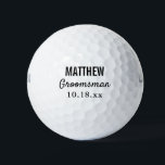 Groomsmen Modern Typography Wedding Favour Golf Balls<br><div class="desc">For the groom who loves to golf!  These golf balls are the perfect favour or gift for the golfer groomsmen in your wedding,  either for your bachelor party or for your wedding day.  Personalize each golf ball with the name of each groomsman and date of your choice.</div>