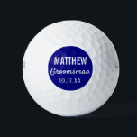 Groomsmen Modern Typography Wedding Favour Golf Balls<br><div class="desc">For the groom who loves to golf!  These golf balls are the perfect favour or gift for the golfer groomsmen in your wedding,  either for your bachelor party or for your wedding day.  Personalize each golf ball with the name of each groomsman and date of your choice.</div>