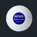 Groomsmen Modern Typography Wedding Favour Golf Balls<br><div class="desc">For the groom who loves to golf!  These golf balls are the perfect favour or gift for the golfer groomsmen in your wedding,  either for your bachelor party or for your wedding day.  Personalize each golf ball with the name of each groomsman and date of your choice.</div>