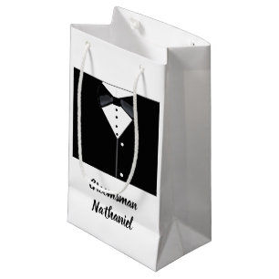 Groomsmen Personalized Black Tuxedo Small Gift Bag