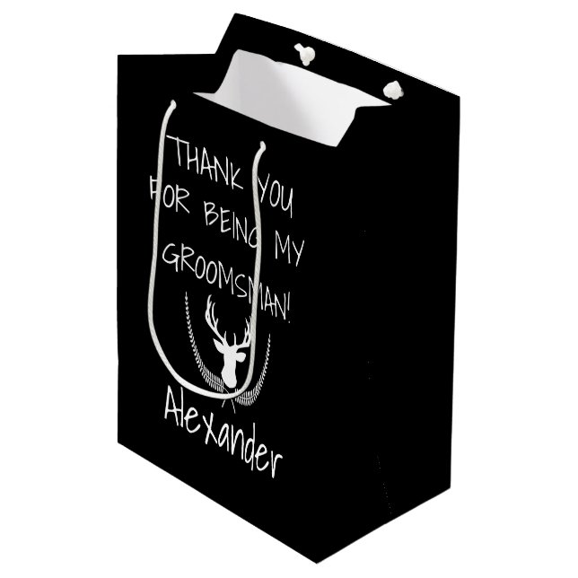 Groomsmen Personalized Wedding Thank You Medium Gift Bag (Front Angled)