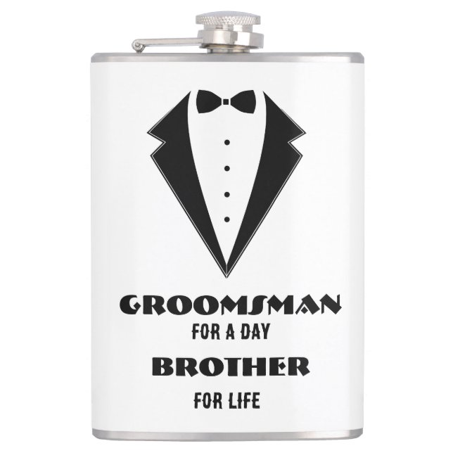 Groomsmen Proposal Glass, groomsman for a day  Hip Flask (Front)