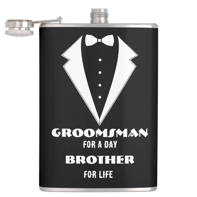 Groomsmen Proposal Glass, groomsman for a day  Hip Flask (Opened)