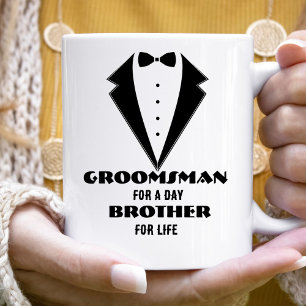 Groomsmen Proposal Glass, groomsman for a day  Two-Tone Coffee Mug