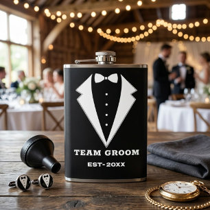 Groomsmen Proposal Glass, Team Groom Personalized  Hip Flask