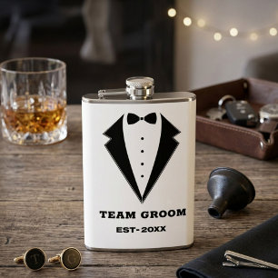 Groomsmen Proposal Glass, Team Groom Personalized  Hip Flask