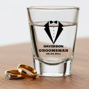 Groomsmen Proposal Glass, Team Groom Personalized  Shot Glass