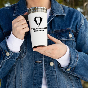 Groomsmen Proposal Glass, Team Groom Personalized  Travel Mug