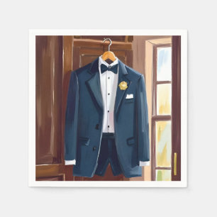 Groomsmen’s Tuxedo Wedding Bachelor Watercolor Napkin
