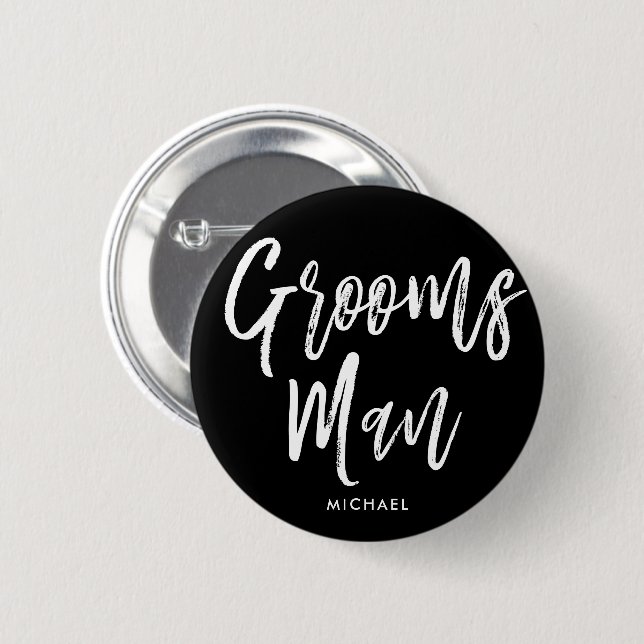 Groomsmen | Script Style Custom Wedding 2 Inch Round Button (Front & Back)
