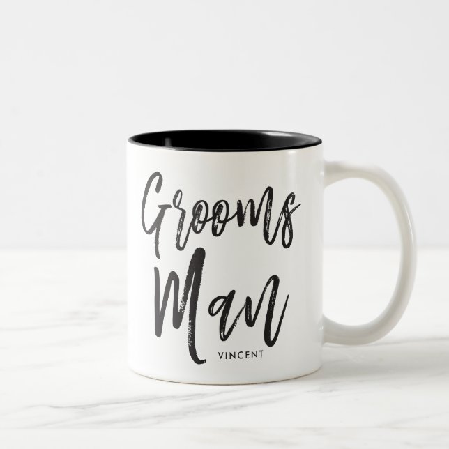 Groomsmen | Script Style Custom Wedding Two-Tone Coffee Mug (Right)