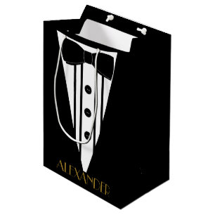 Groomsmen Tuxedo Personalized Wedding Thank You Medium Gift Bag