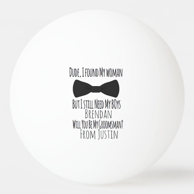 Groomsmen Wedding Bow Tie Beer Pong Invitation Ping Pong Ball (Front)