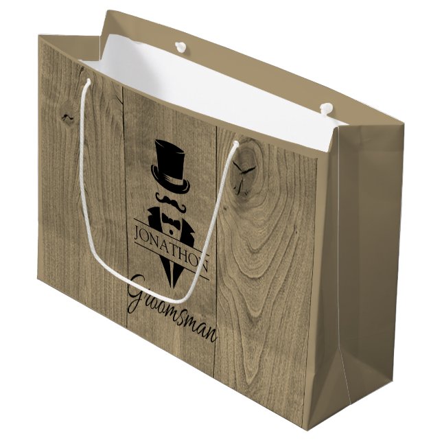 Groomsmen Wedding Medium Gift Bag (Front Angled)