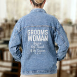 Groomswoman Best Friend of the Groom Wedding Denim Jacket<br><div class="desc">Treat your Groomswoman with a lovely denim jacket with your wedding date. She'll cherish it forever</div>